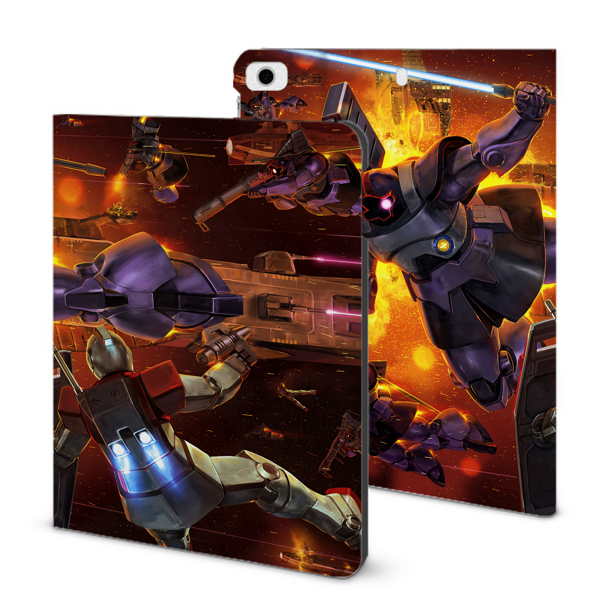 （画像用） 機動戦士ガンダム Mobile Suit Gundam IPad ケース ブック型 PUレザー TPU 耐衝撃 軽量 薄型 ペン収納なし 全面保護 IPad 各モデル対応